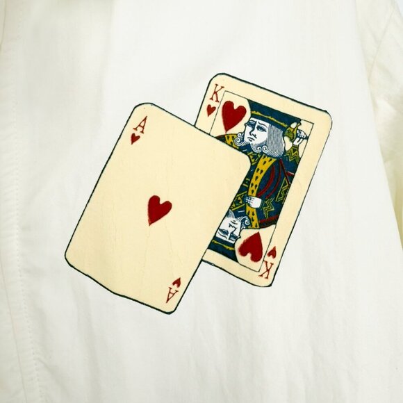 HARTWELL 90’s VTG White Bomber Gambling Jacket with Gold Accents sz M - Picture 5 of 15